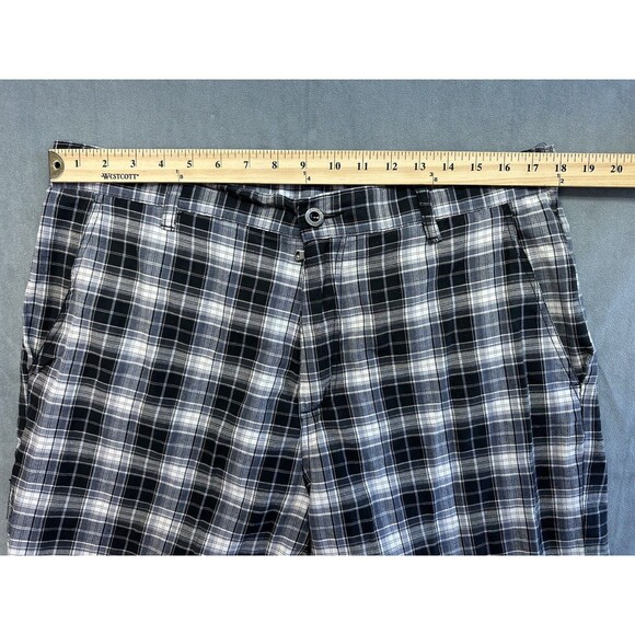 Vertigo Plaid Summer Shorts Lightweight Men's 36 Black White Slash Pocket - Picture 9 of 9
